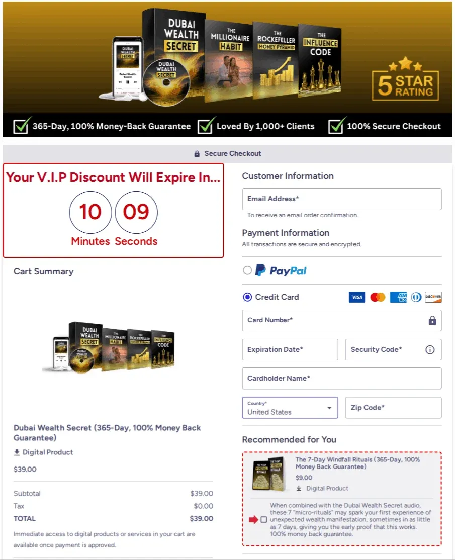 Dubai-Wealth-Secret-checkout-page